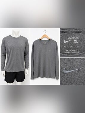 Nike Dri-FIT Long Sleeve Performance Shirt Gray Men’s XL Athletic Training Top